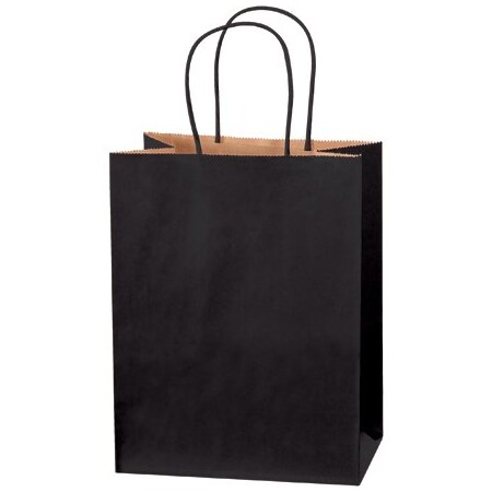 Bsc Preferred 8 x 4-1/2 x 10 1/4'' Black Tinted Shopping Bags, 250PK BUY00029583